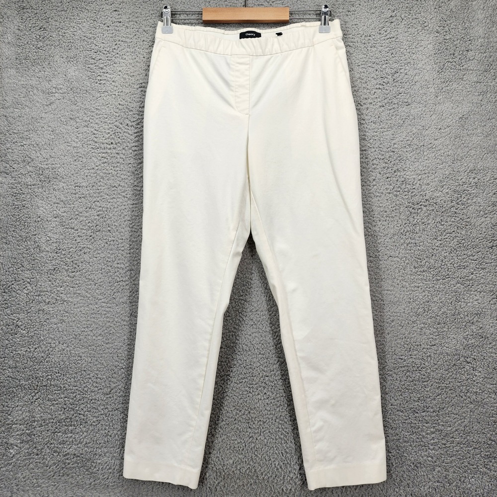 Theory Thaniel Approach 2 Pants Off‎ White Cream Slim Tapered Size 8 G0104207